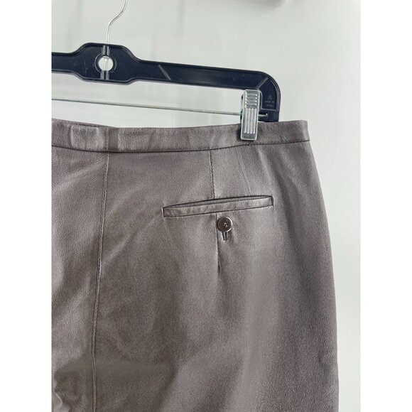 Vintage Clio Women's Brown Lined Leather Midi Pencil Skirt Y2K Size 12 - Picture 7 of 16